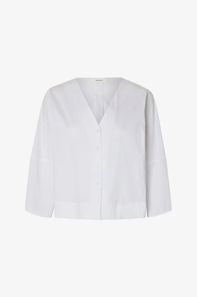 Selected Women Skjorte slfBea 3/4 V Neck Shirt - Hvit