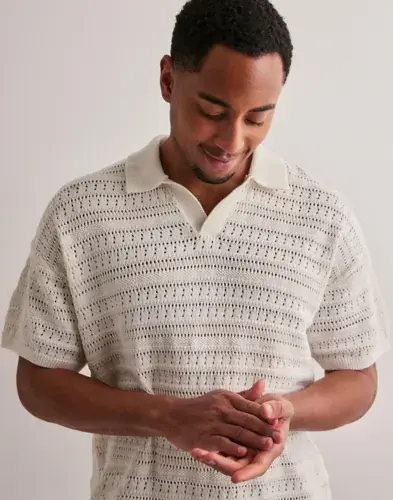 Only & Sons Only & Sons Onsgrayson Ds 5 Chochet Polo Knit N Kortermet poloskjorte Hvit
