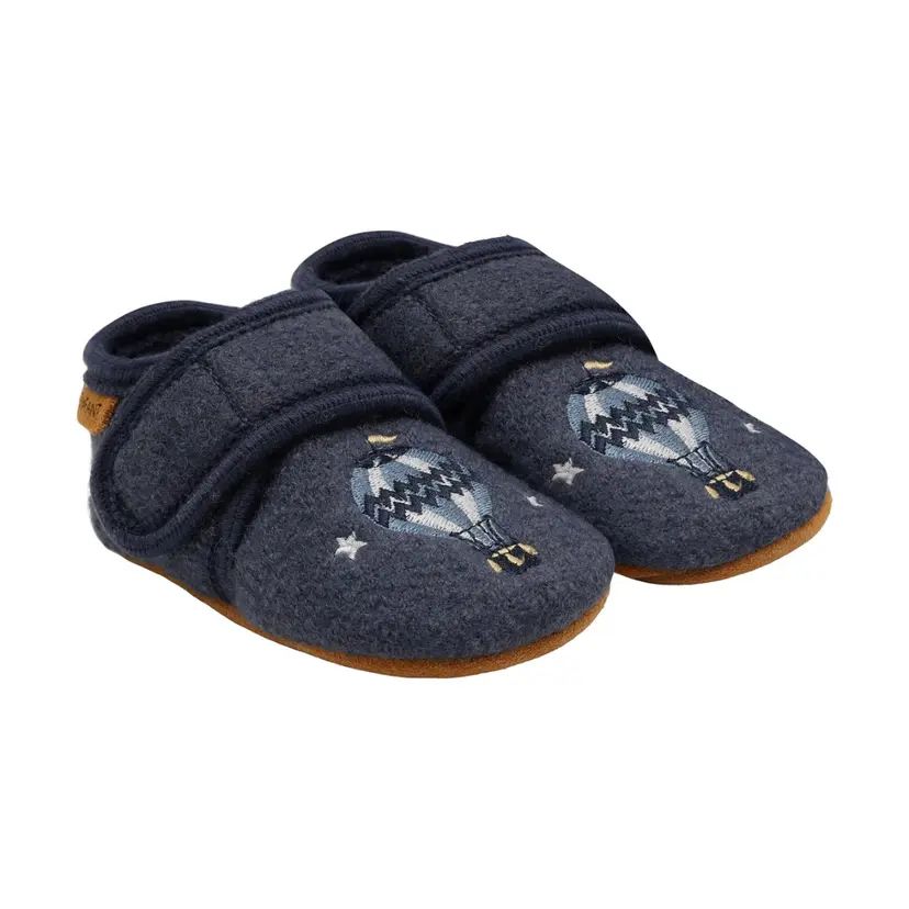 En Fant En Fant - Ulltøfler med Broderi Luftballong Vintage Indigo
