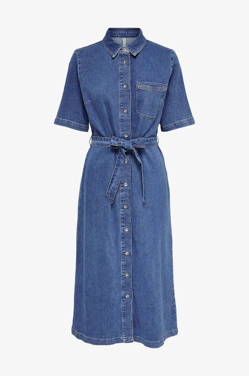 ONLY Denimkjole onlLana SS Long Dress Dnm Rea258 - Blå