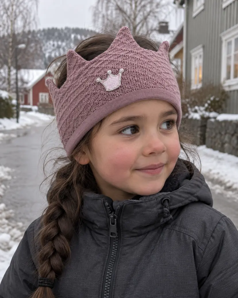 Kivat Pannebånd i ull m/vindstopp «Krone» Støvrosa