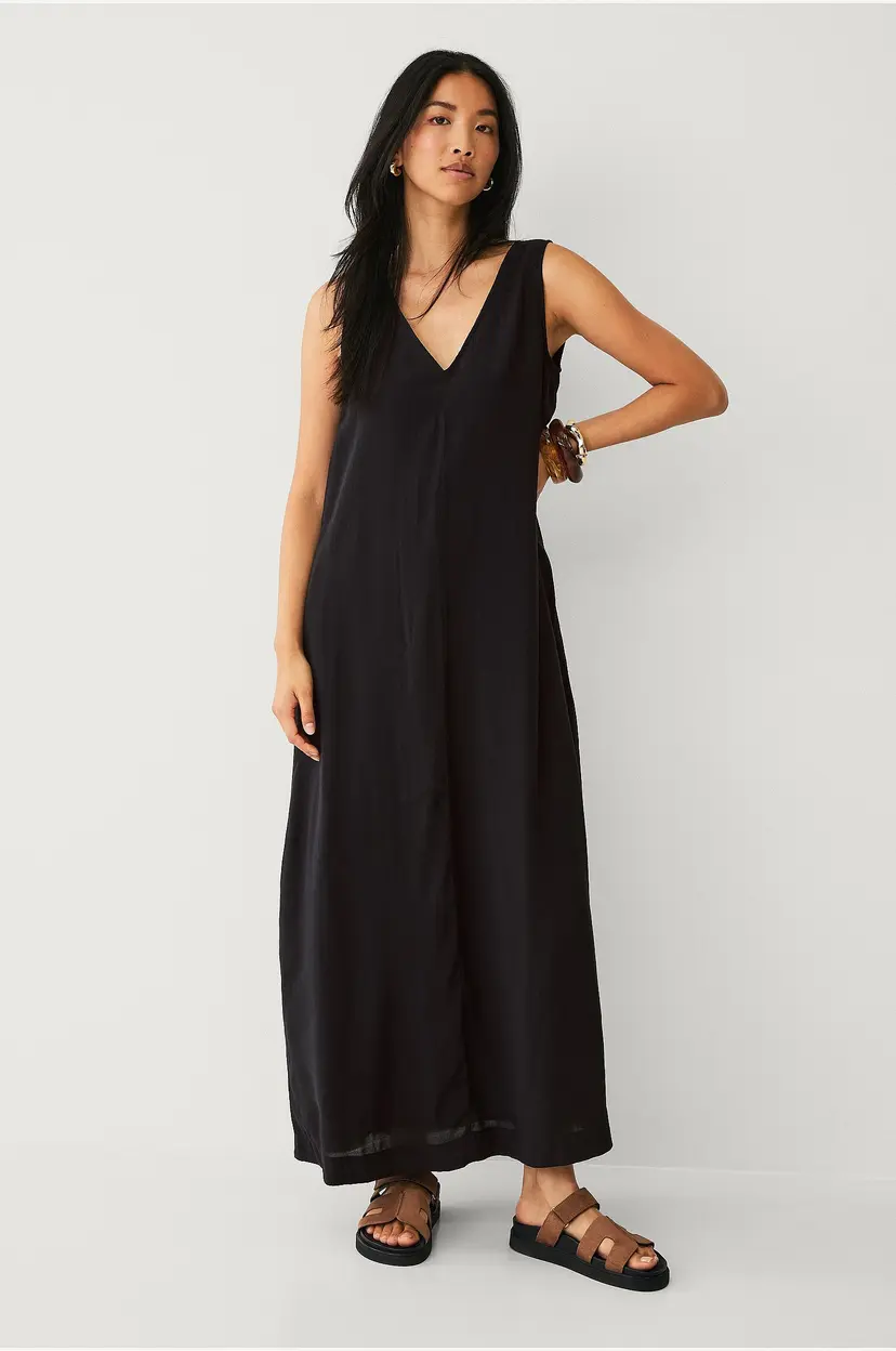Vila Maxikjole viHakura V-neck Ankle Dress - Svart