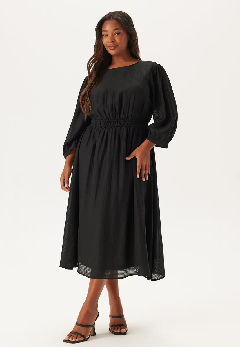 Happy Holly Balloon Sleeve Structured Midi Dress