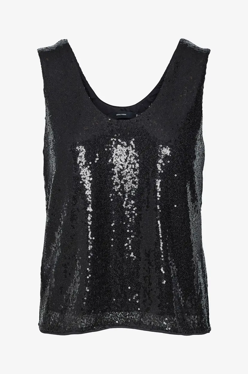 Vero Moda Paljettopp Vmkaje SL V-neck Top Jrs GA - Svart