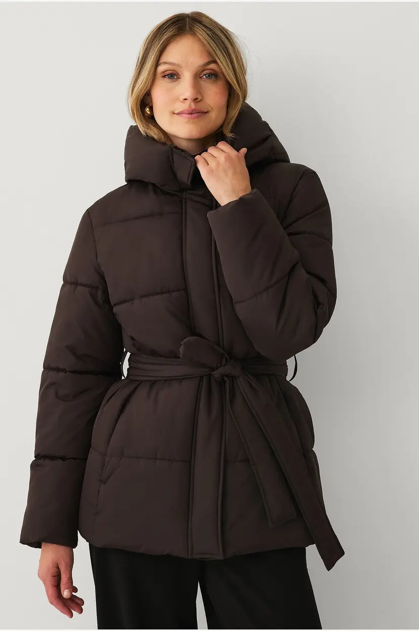 Ellos Collection Polstret jakke med belte - Brun
