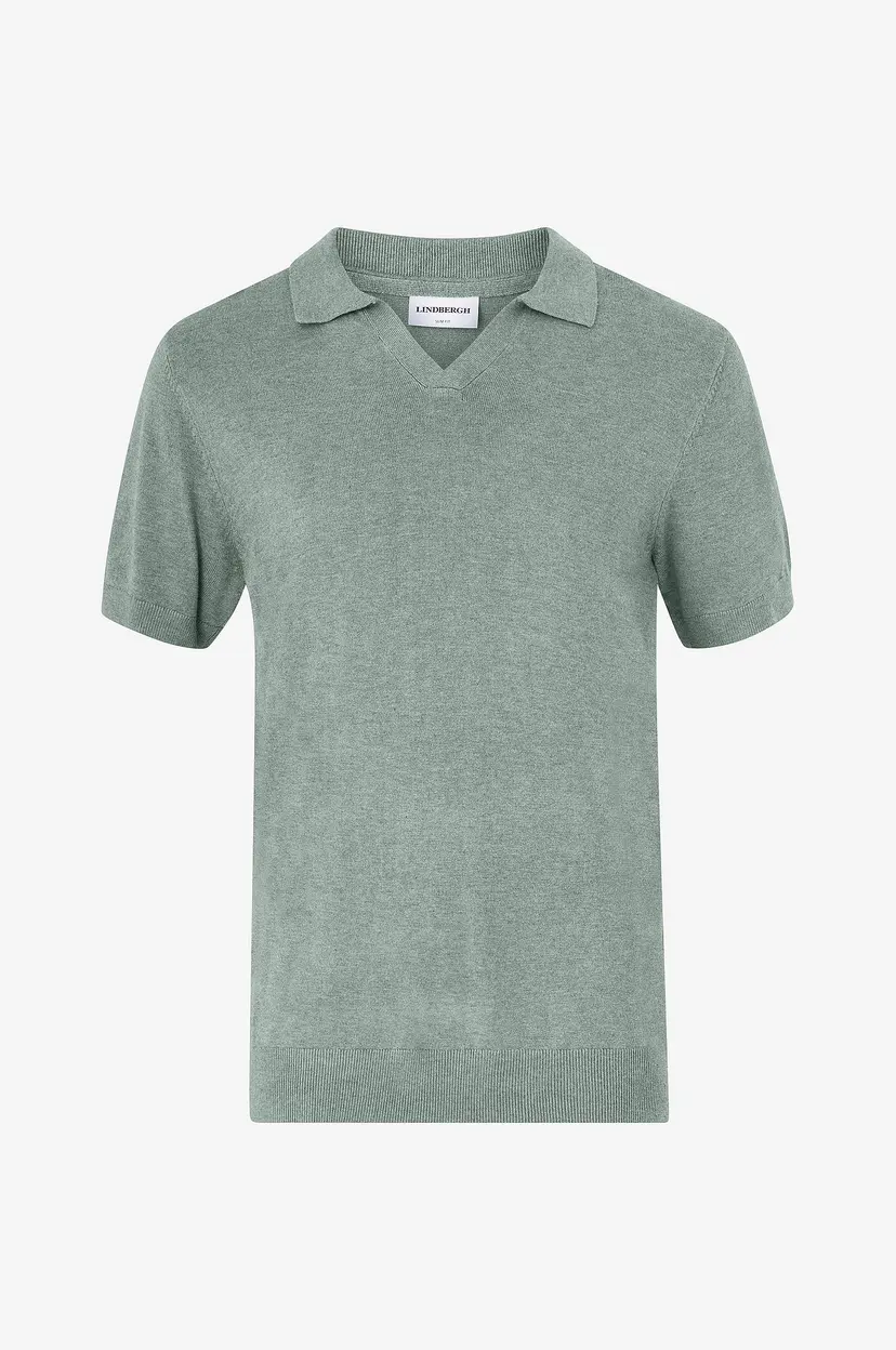 Lindbergh Pologenser Ecovero S/s V-neck Polo - Grønn