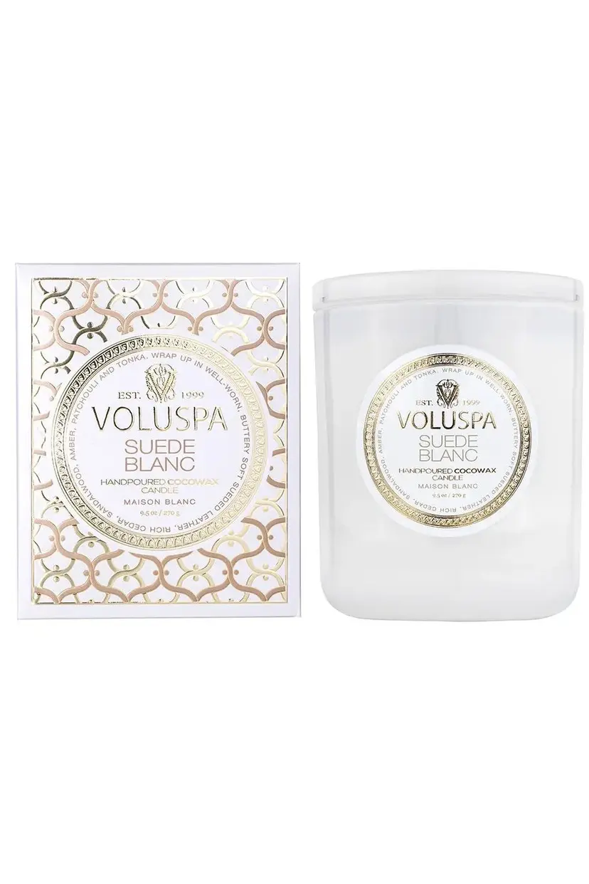 VOLUSPA Classic Boxed Candle 270g - Suede Blanc