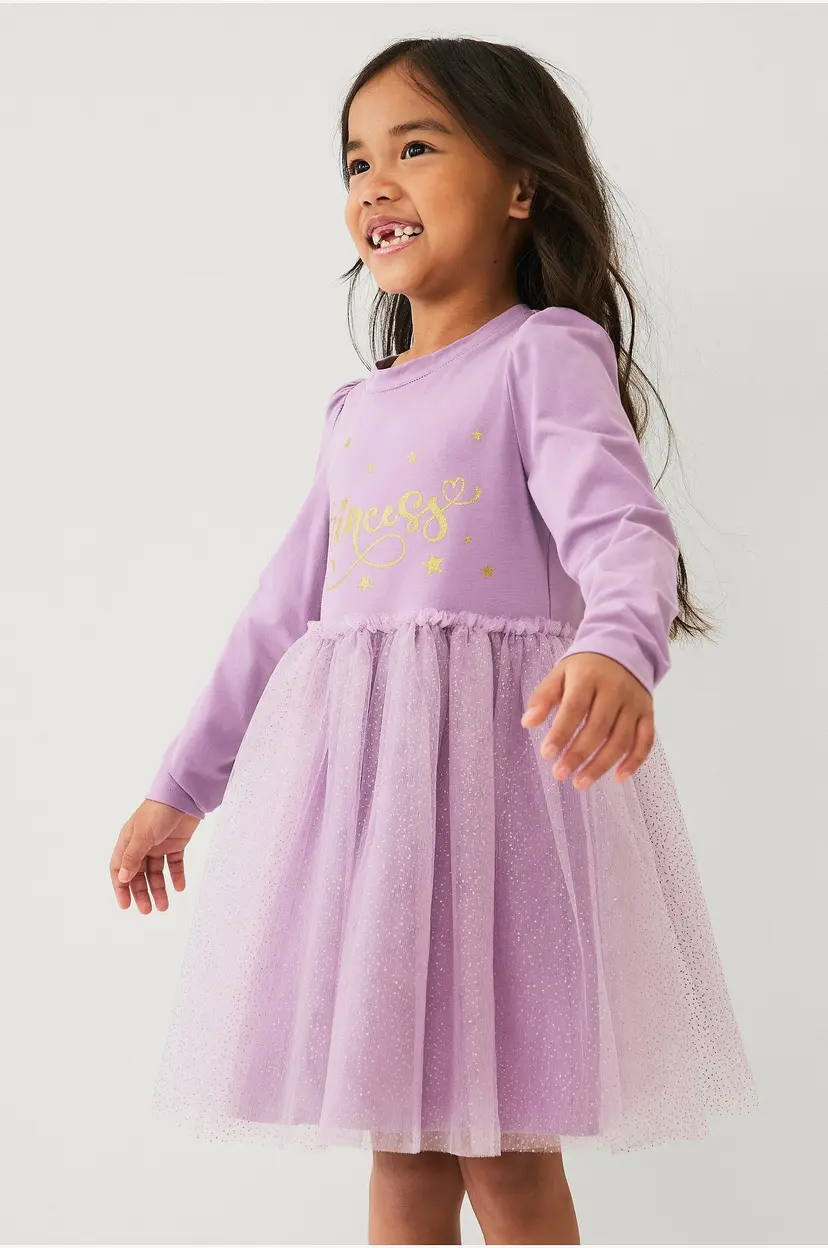 Ellos Collection Tyllkjole i jersey - Lilla