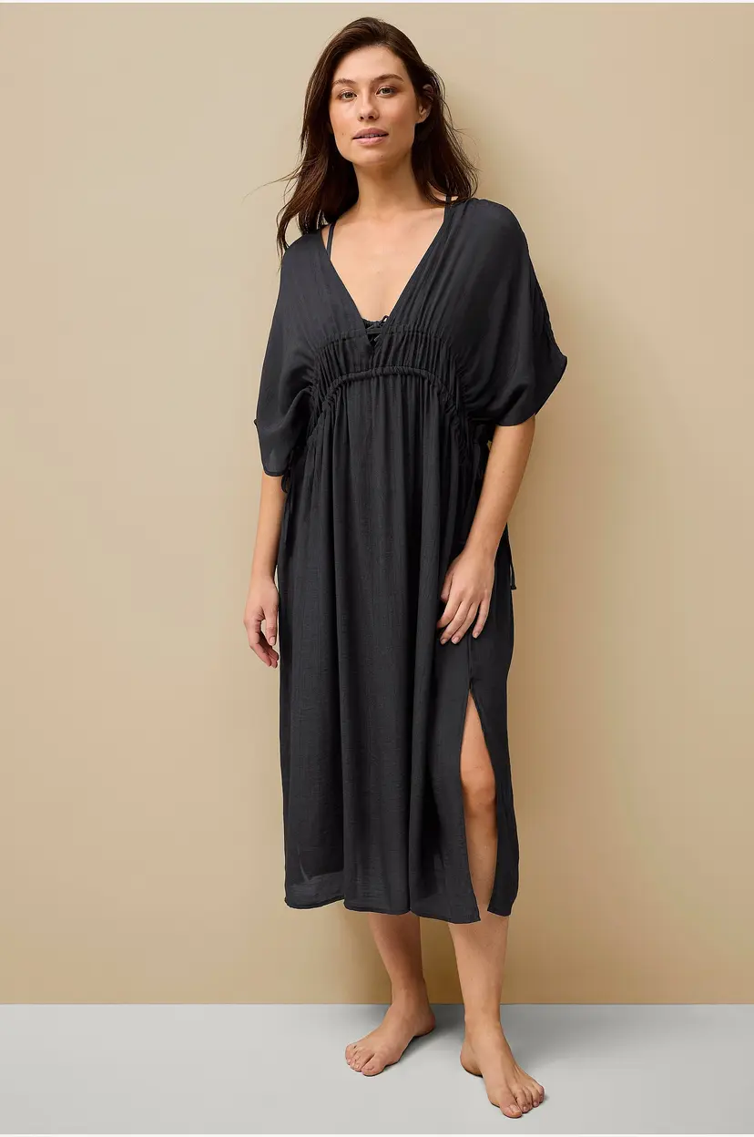Ellos Collection Kaftan med snøring og strandkjole - Svart