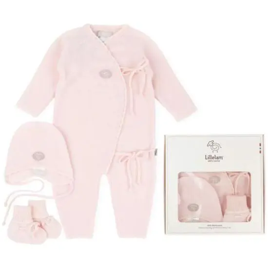 Lillelam Hentesett i merinoull Babyrosa