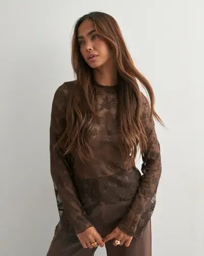 Nelly Nelly - Brun - Rose Lace Blouse Top