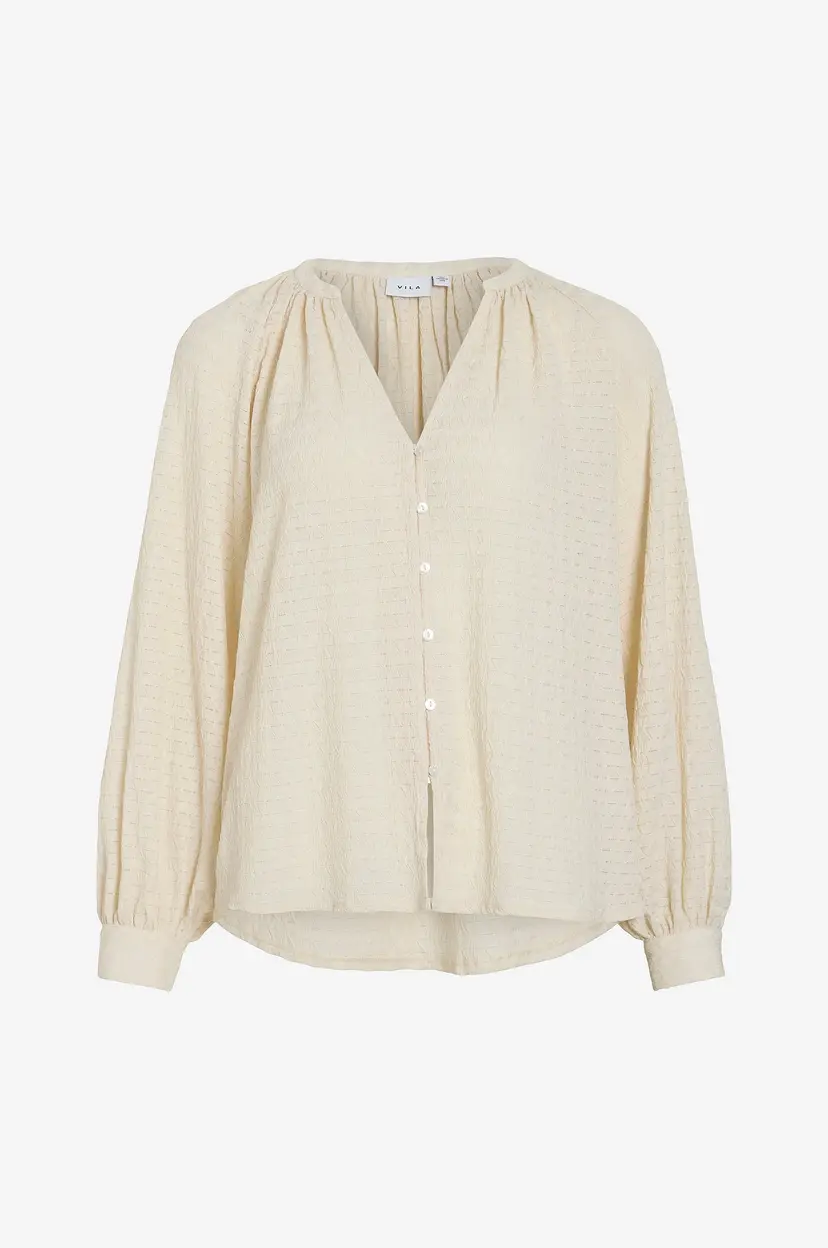 Vila Skjorte viBabera V-neck L/S Shirt - Beige