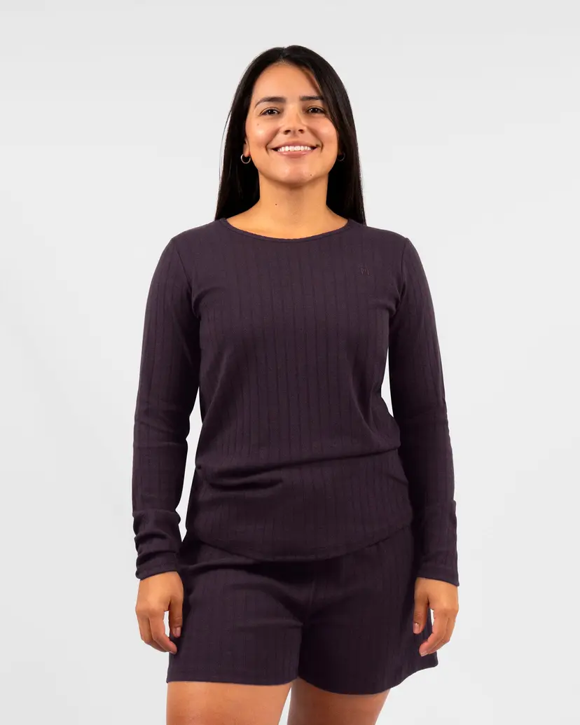 Jiangsu Mana Susan Deep Plum Night Shirt Long Sleeve