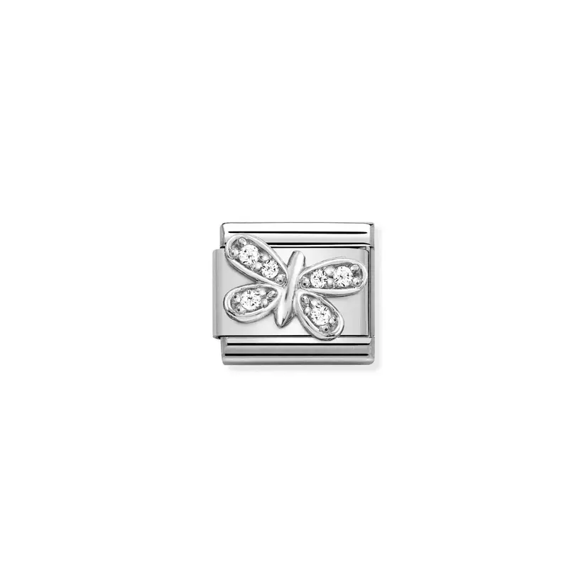 Nomination Cubic Zirconia White Butterfly Silver