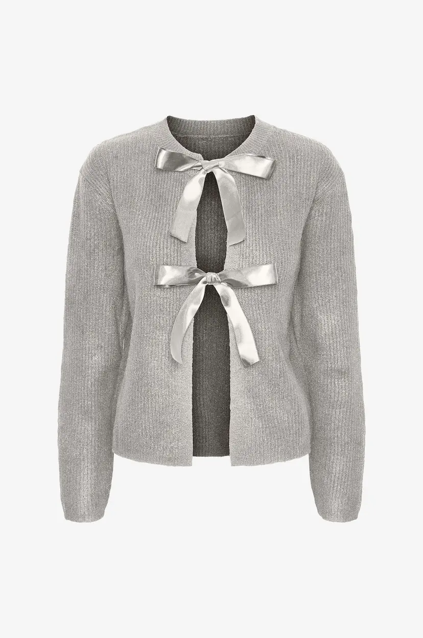 Pieces Genser / kardigan pcRilly LS Reversible Bow Knit - Grå