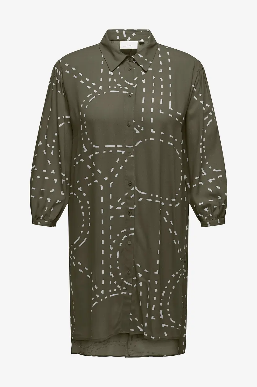 Only Carmakoma Skjortekjole carPhoebe Life 3/4 Shirt Dress Aop - Grønn
