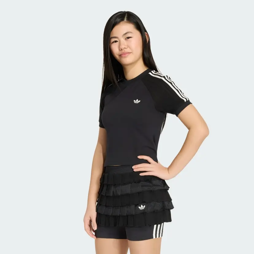 Adidas SLIM KNITTED 3 STRIPES T-SKJORTE