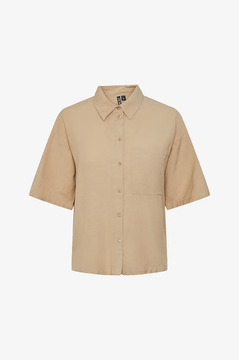 Pieces Skjorte pcMilano SS Shirt - Beige
