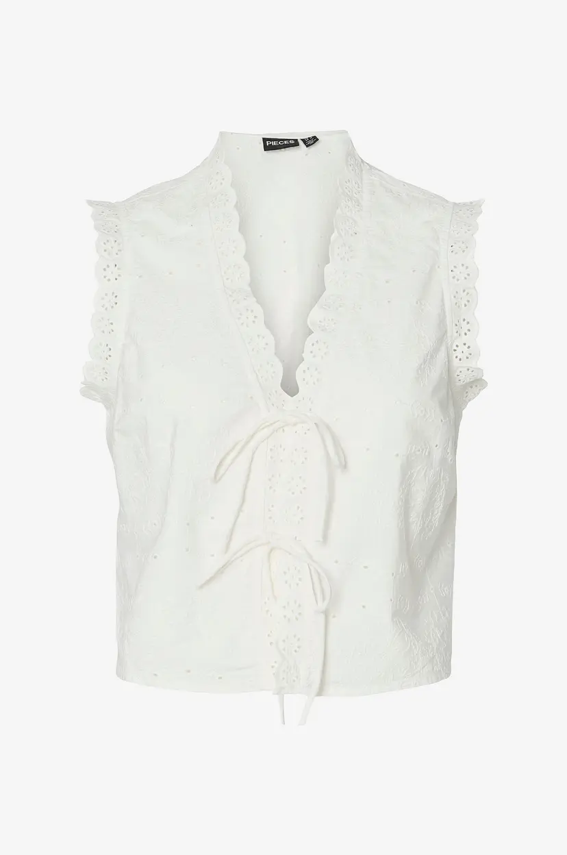 Pieces Bluse Pctalia SL Tie Top Wvn - Hvit