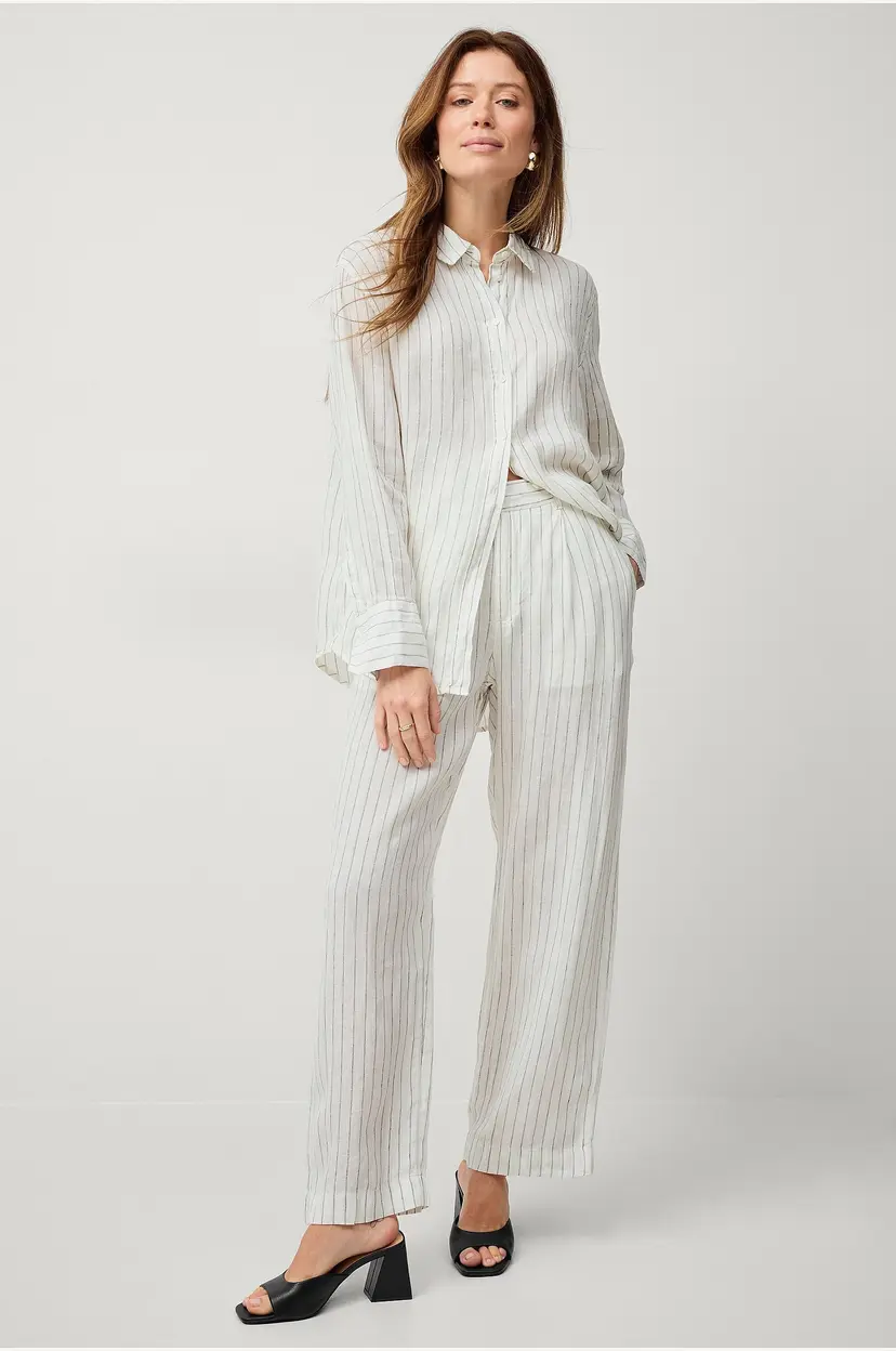 Gina Tricot Bukser Denise Linen Trousers - Hvit