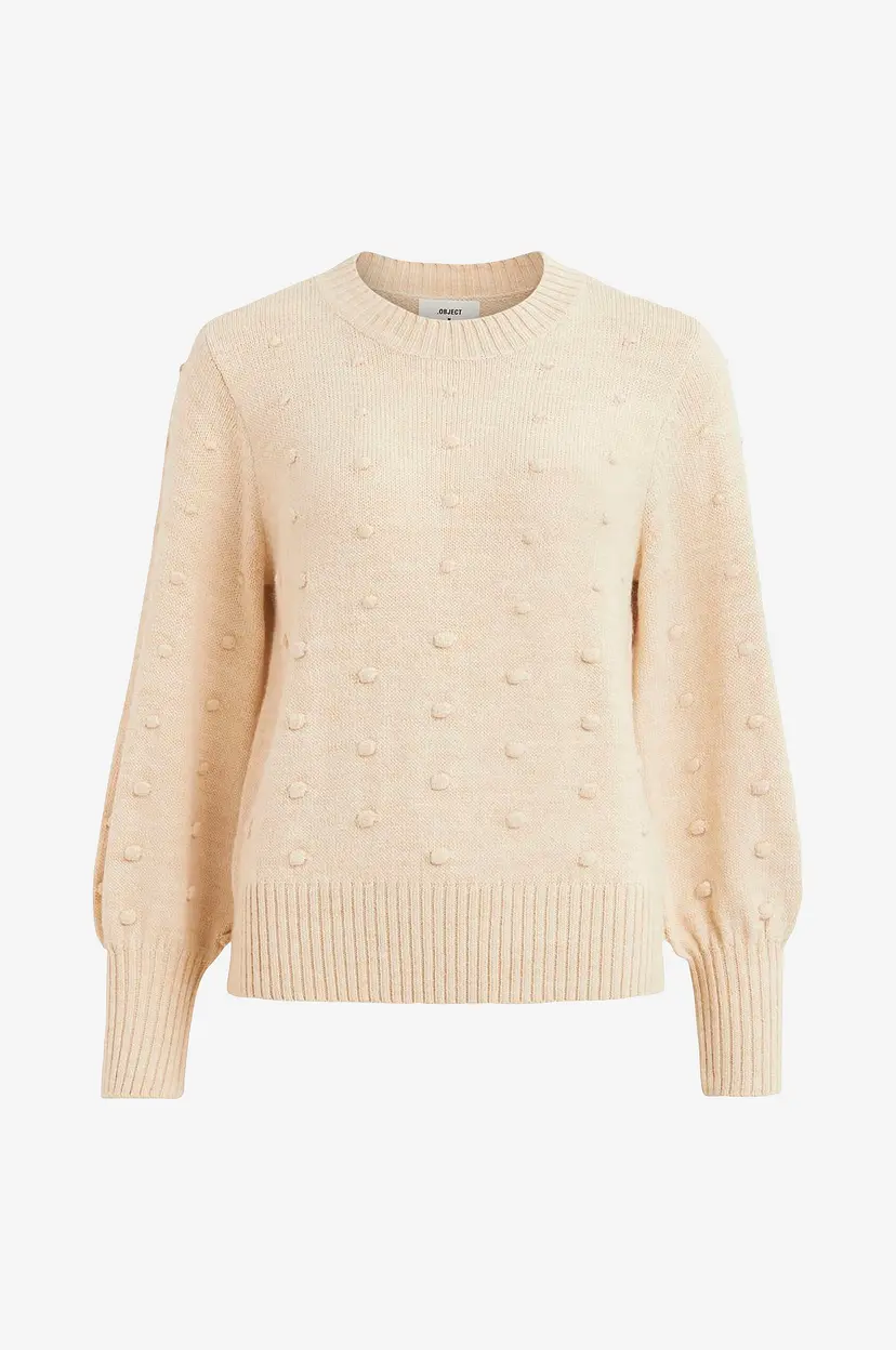Object Collectors Item Genser objBouble L/S Knit Pullover Noos - Natur