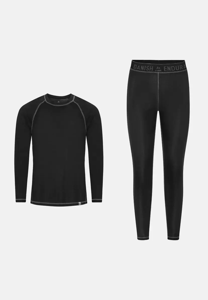DANISH ENDURANCE THERMAL SKIUNDERTØJ fra DANISH ENDURANCE, Sort/Grå, 3XL, Unisex, Åndbart og fugttransporterende, Polyester, Perfekt til træning og vintersport