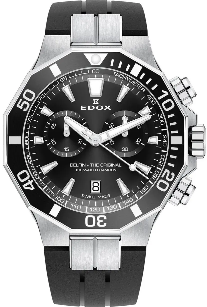Edox Edox Herreklokke 10112-3NCA-NIN Delfin Sort/Gummi Ø43 mm
