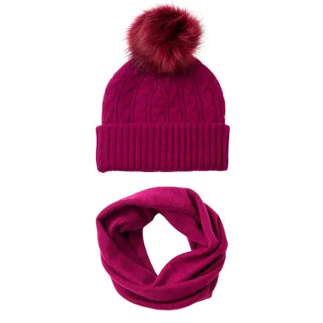 CASHMERE CULTURE Lue med dusk og halsvarmer i kasjmir – damesett, plomme