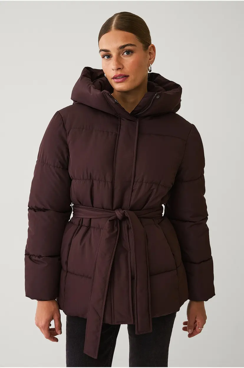 Ellos Collection Polstret jakke med belte - Brun