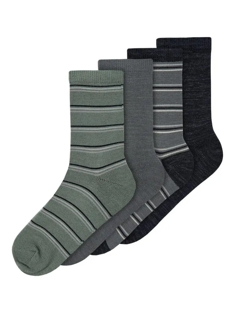 NAME IT Name It - 4 Pk Ullsokker Wak Striper Blue Graphite