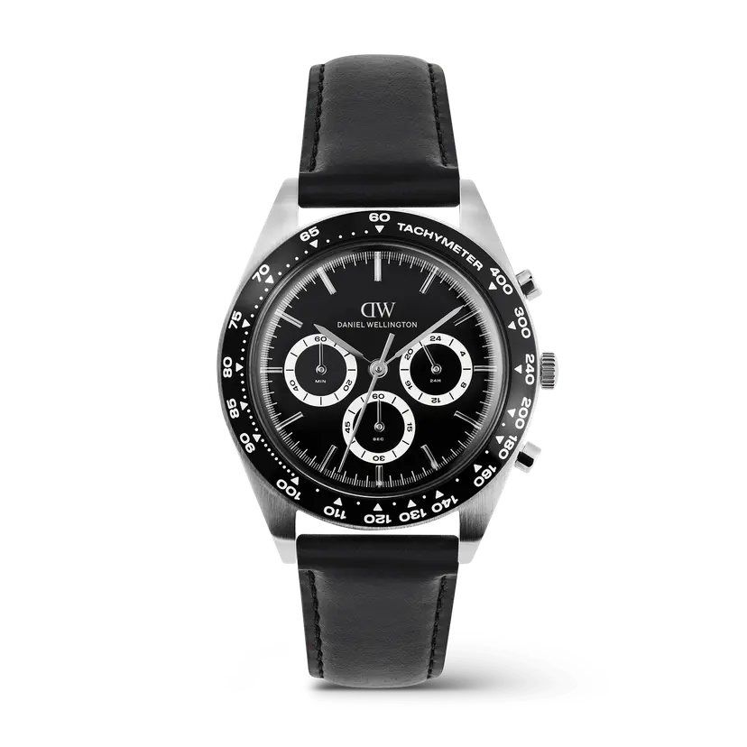 Daniel Wellington Silver 42mm Watch Iconic Tachymeter Sheffield Black | DW