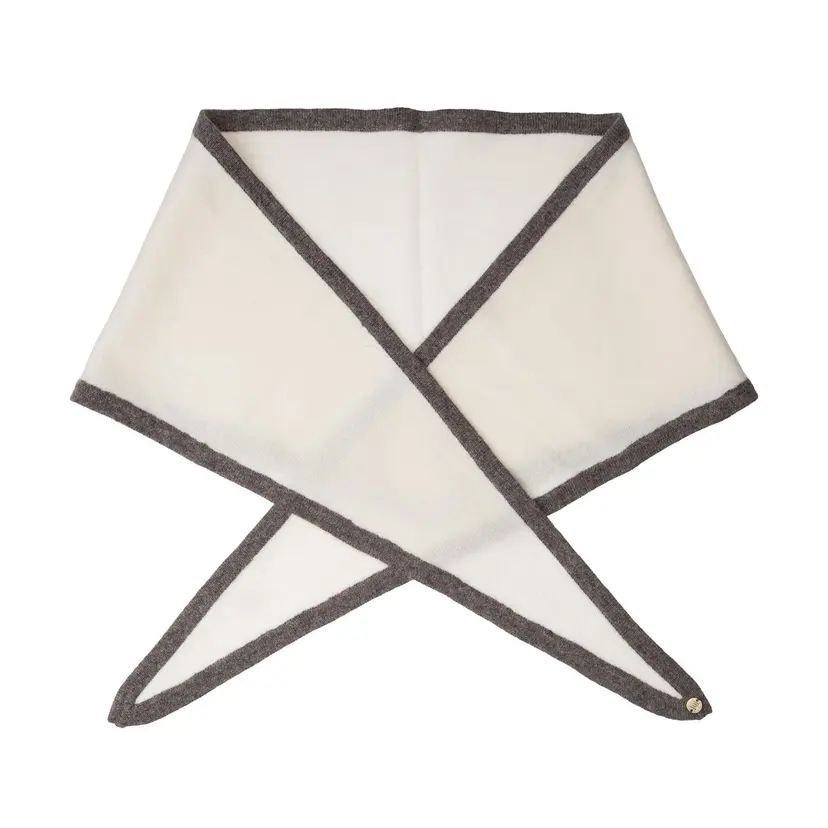 Dark Cashmere Scarf Off White w/ Taupe Melange