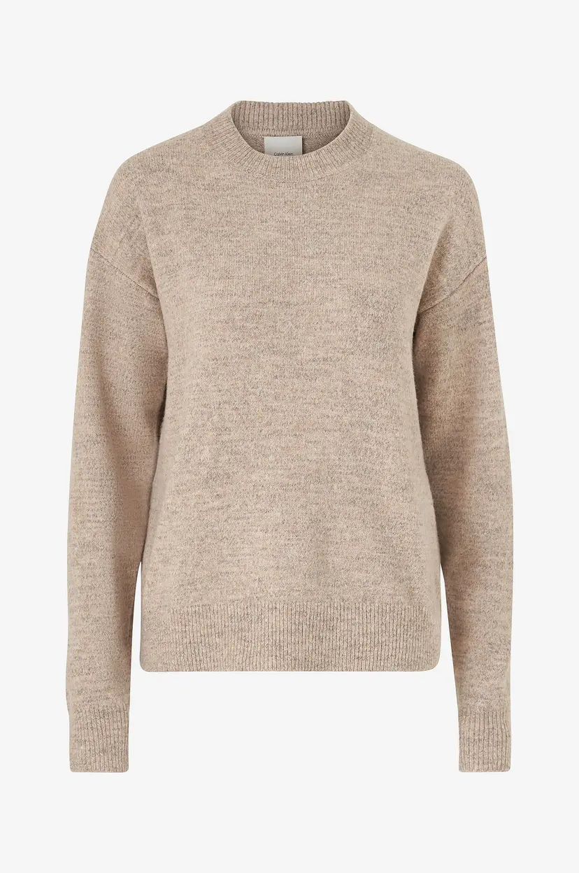 Calvin Klein Genser Soft Heather C-neck Sweater - Beige