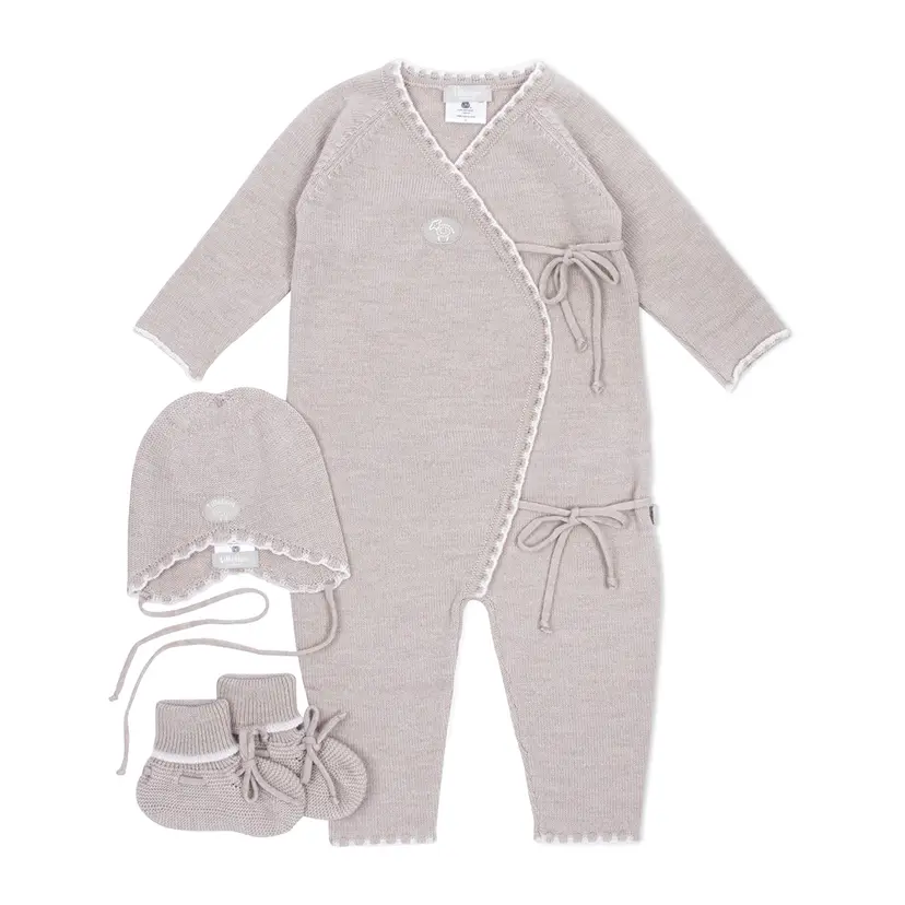 Lillelam Hentesett i merinoull Lys beige