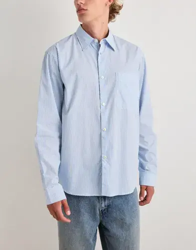 Selected Men Selected Men Slmrlxsander Isak Poplin Ls Shirt N Hverdagsskjorter Blå