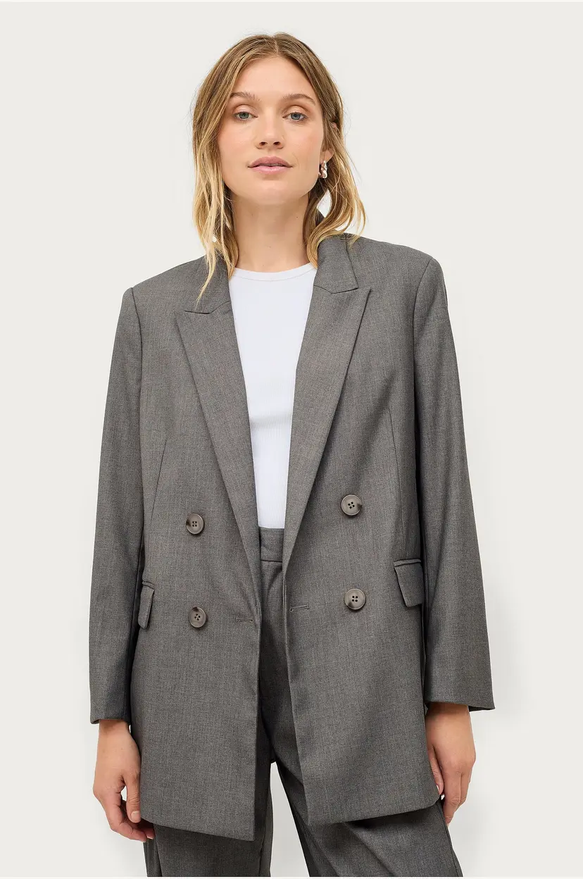 Ellos Collection Overdimensjonert dressjakke med dobbel knappelukking - Grå
