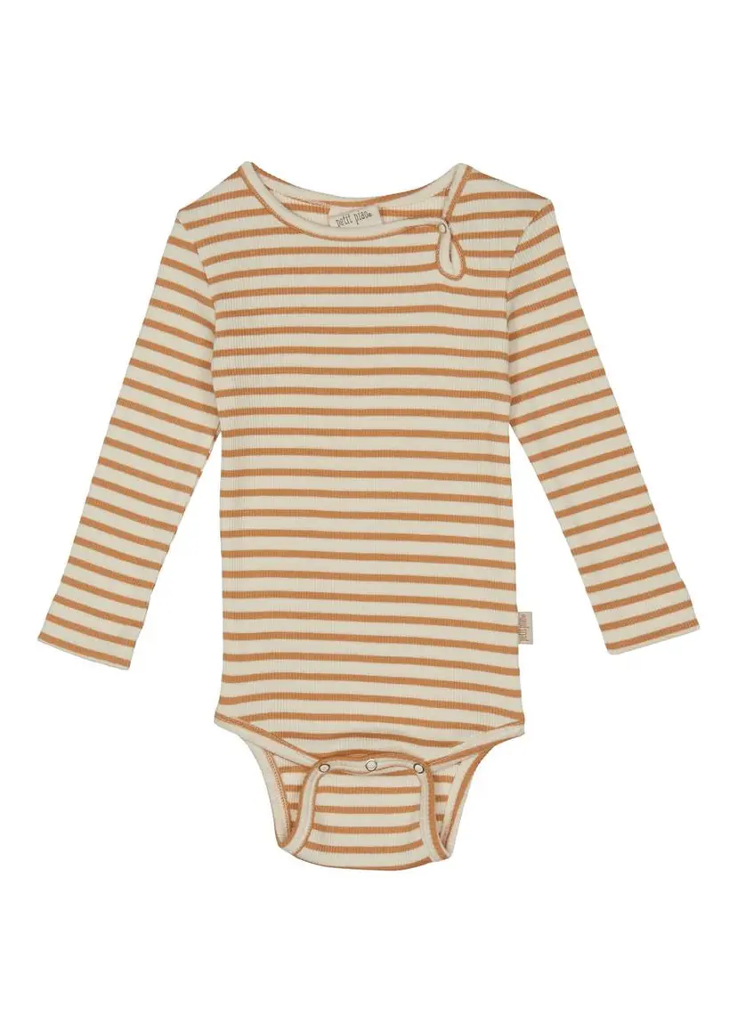 Petit Piao Petit Piao LS Stripete Modal Body, Clay/Eggnog (92 / 2 år)