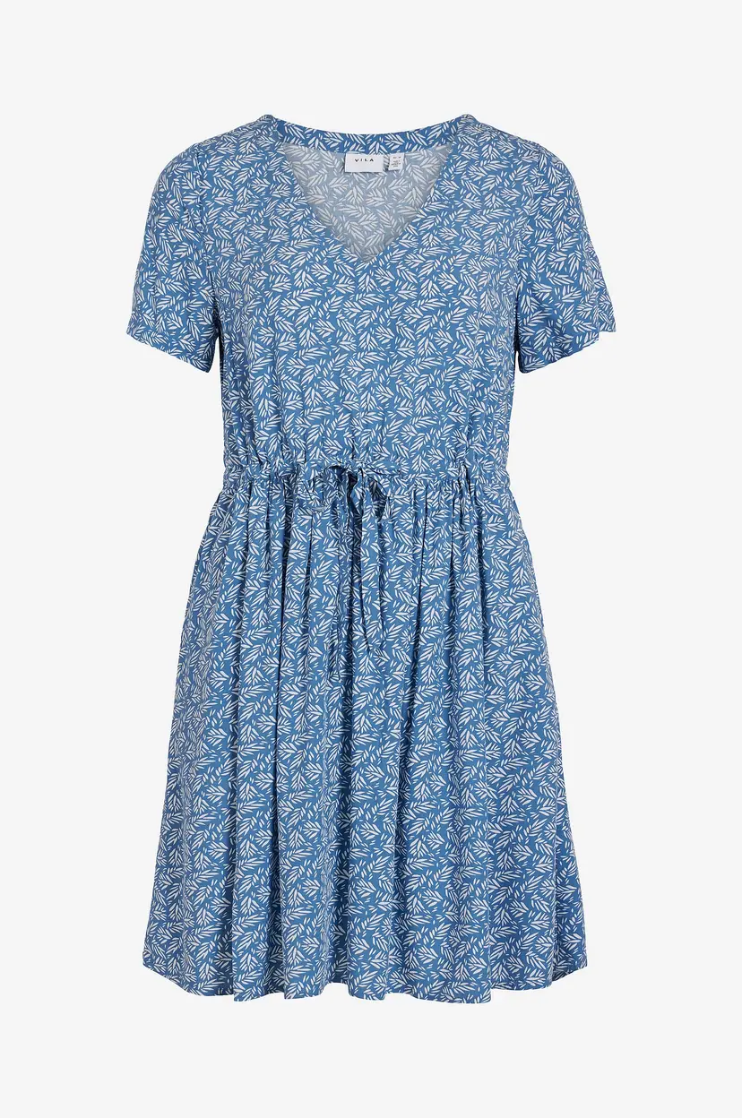 Vila Kjole viLise Nua S/S V-neck Short Dress - Blå