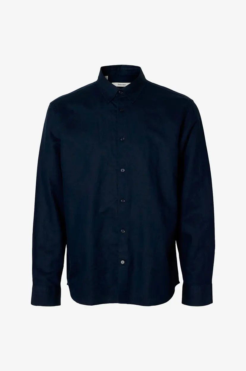 Selected Men Linskjorte slhRegclay Linenblend LS Cla - Blå