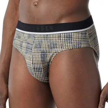 Schiesser Schiesser 3P 95-5 Organic Cotton Briefs, Rio 3-pack Svart m Beige bomull Large Herre