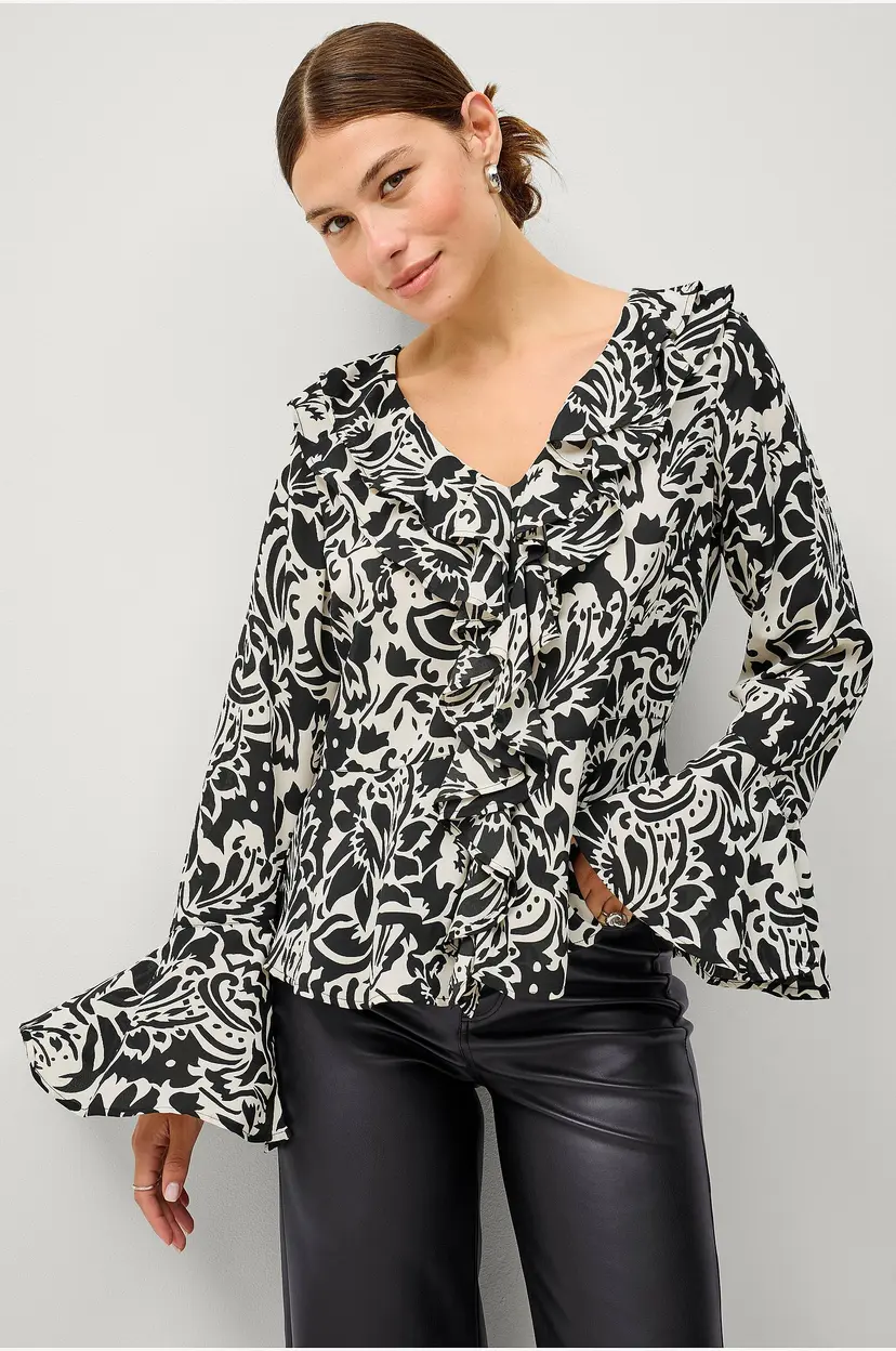 Ellos Collection Bluse i chiffon - Svart