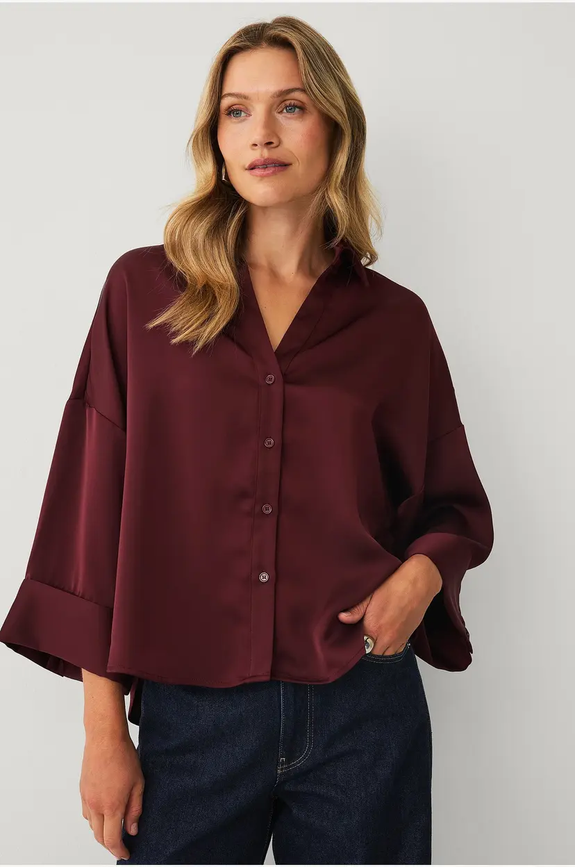Ellos Collection Bluse i sateng - Rød