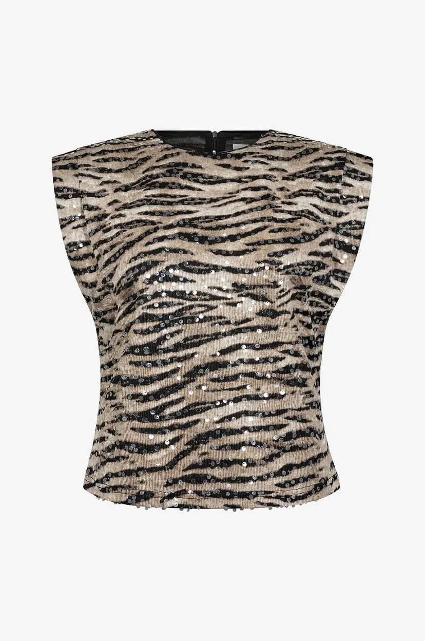 Co'couture Topp TigerCC Sequin Top - Beige