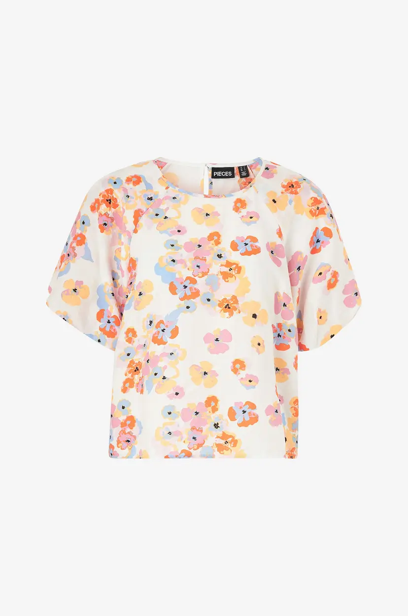 Pieces Bluse pcKarlson SS Top - Hvit