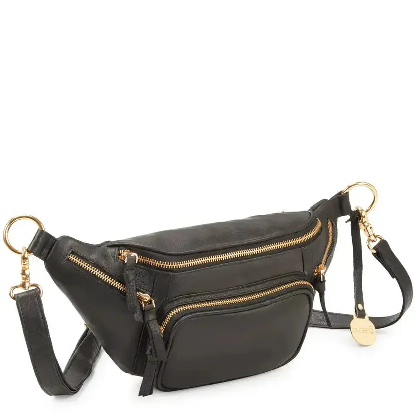 Octopus Denmark Style Norma i sort m. guld. Vidunderlig stor bumbag i læder m. masser af rum. Rolls-Royce modellen indenfor bumbags