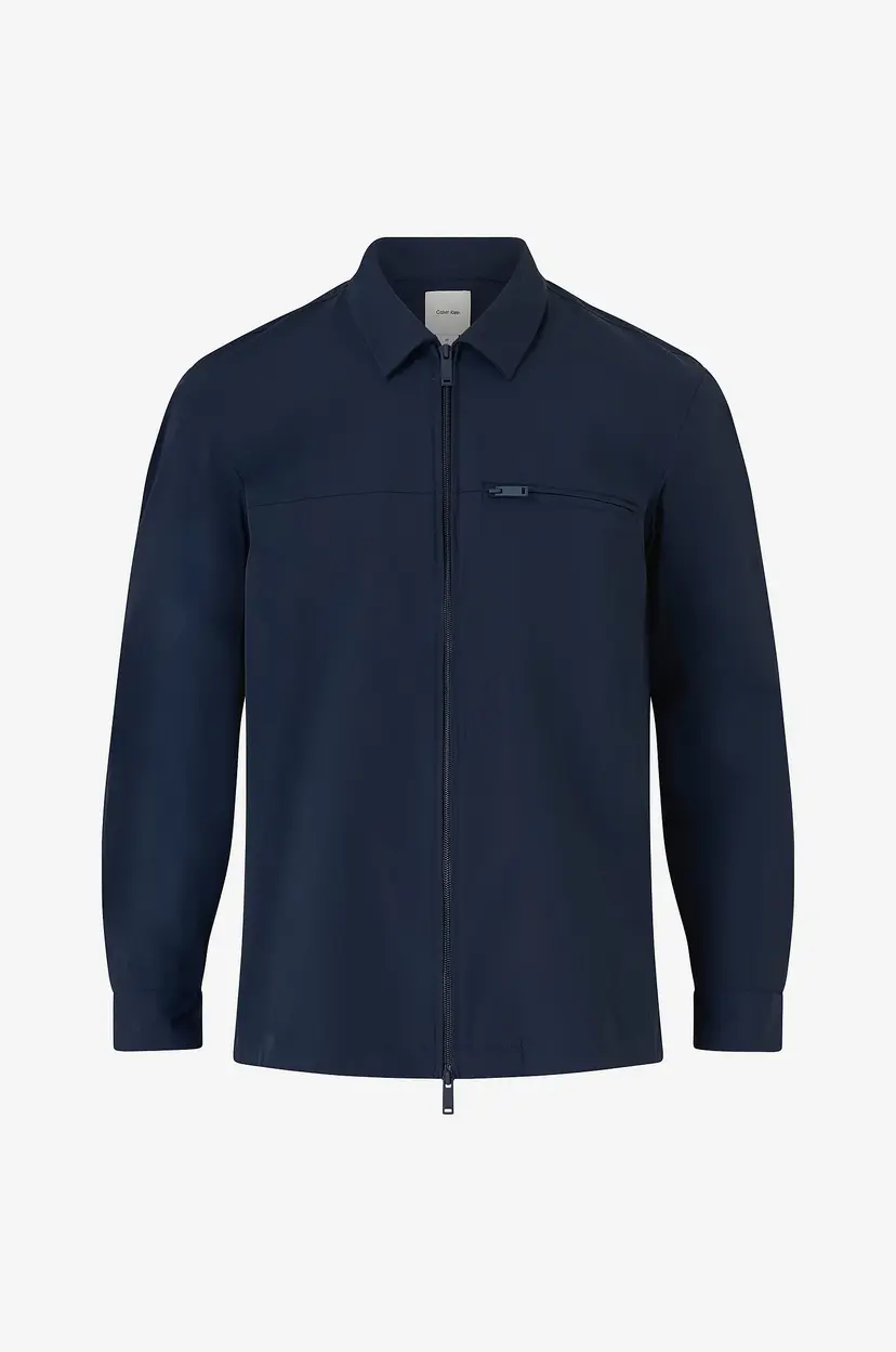 Calvin Klein Overtreksskjorte Nylon Stretch Tech Zip Overshirt - Blå