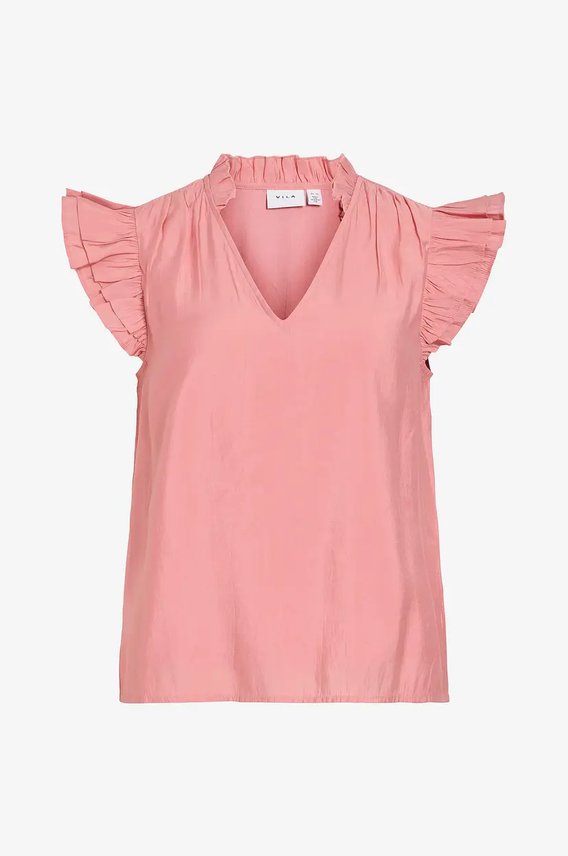 Vila Bluse viAnu S/L V-neck - Rosa