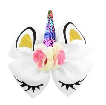 Lili Marleen Stor hårsløjfe, 15 cm - Unicorn, hvid - vi elsker pynt