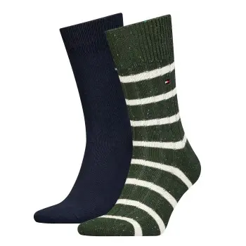 Tommy Hilfiger Tommy Hilfiger Strømper 2P Men Neppy Stripe Sock Blå/Grønn Str 39/42 Herre