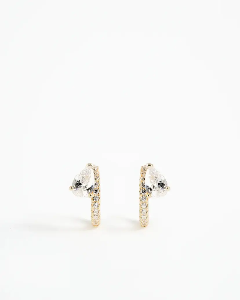 ANI Jewels Pera Lato Pave Huggies Gold